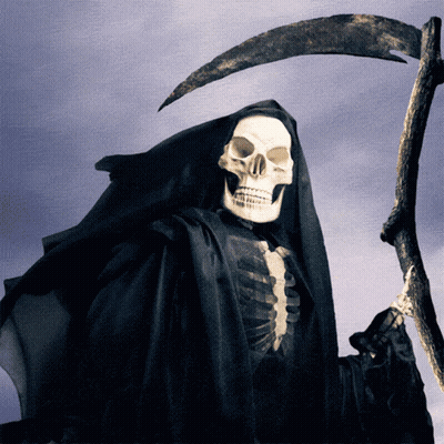 Grim Reaper Next To Tree In Field GIF