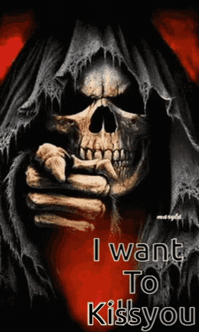 Grim Reaper Pointing I Want To Kiss You GIF