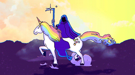 Grim Reaper Riding Unicorn GIF