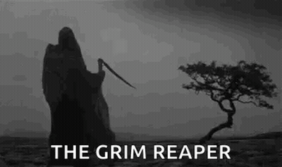 Grim Reaper Standing In Front Of Desert Tree GIF