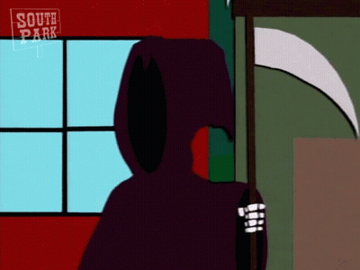 Grim Reaper Standing In Front Of South Park Window GIF