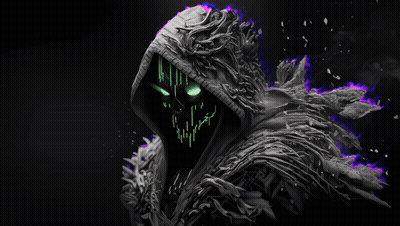 Grim Reaper With Green Eyes And Hood GIF