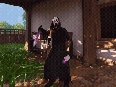 Grim Reaper With Scream Mask Holding Sword GIF