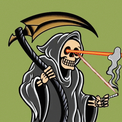 Grim Reaper With Scythe And Cigarette GIF