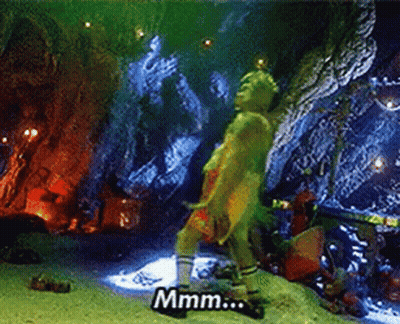 Grinch Dancing In Cave Saying Mmmm GIF
