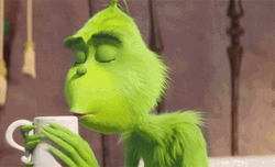Grinch Drinking Cafe GIF