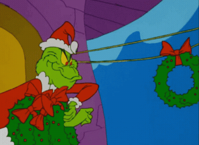 Grinch Hanging Wreath On String GIF