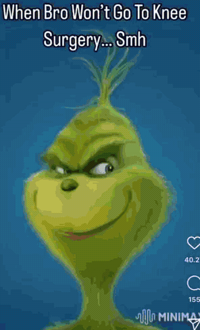 Grinch In Santa Suit On Snowy Hill GIF