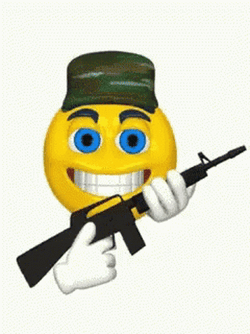 Grinning Emoji As A Gunner GIF