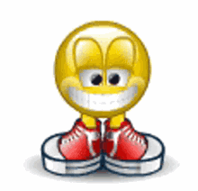 Grinning Emoji Dancing With Red Shoes
