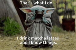 Grogu Drinking Matcha Latte GIF