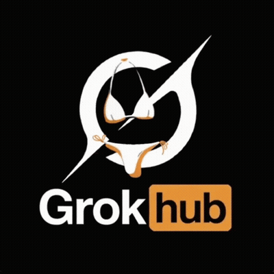 Grokhub Logo With Woman In Bikini GIF