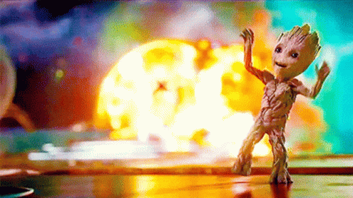 Groot Dancing In Front Of Explosion GIF