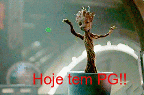 Groot In Pot With Hoje Tem PG In Red GIF