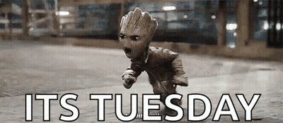 Groot Running Down Street Saying Its Tuesday GIF