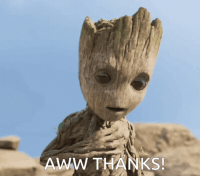Groot Saying Aww Thanks GIF