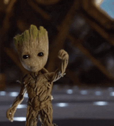Groot Statue Waving On Stage GIF