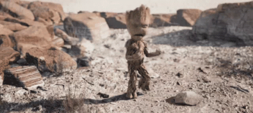 Groot Walking Through Desert GIF