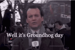 Groundhog Day Bill Murray Reporting GIF