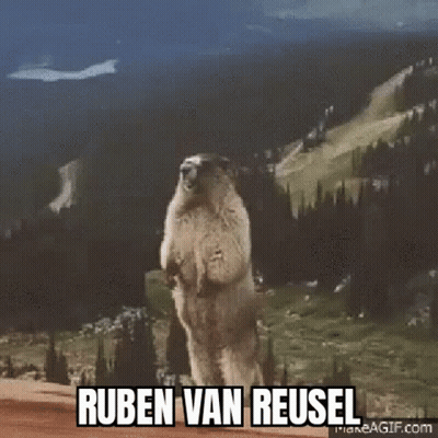 Groundhog Standing in Front of Mountain Saying Ruben Van Reusel