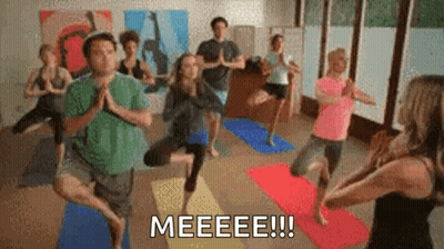 Group And Woman Doing Yoga GIF
