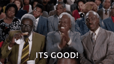 Group Applauding While Man Eats Pizza GIF