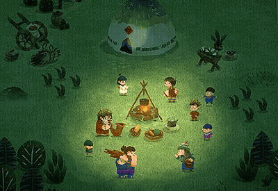 Group Around Campfire In A Game GIF
