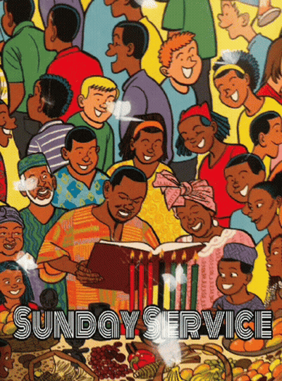 Group Around Table Sunday Service GIF