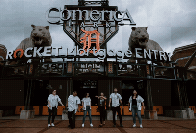 Group At Comerica Park Rocket Mortgage Entry GIF