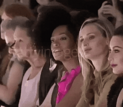 Group At Fashion Show Woman In Pink Dress GIF