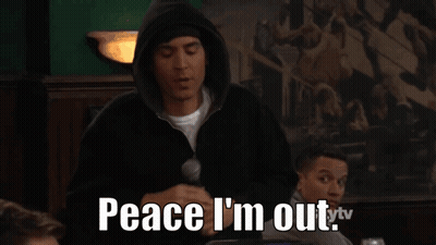 Group At Restaurant Saying Peace I'm Out GIF