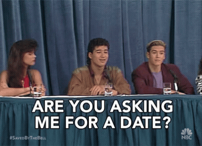 Group At Table Saying Are You Asking Me For A Date GIF