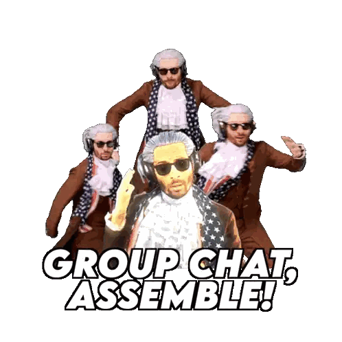 Group Chat Assemble Sticker With Man In Suit Sticker