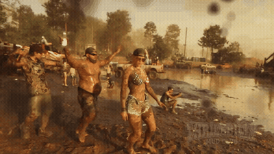 Group Covered In Mud Dancing With Mud Text GIF