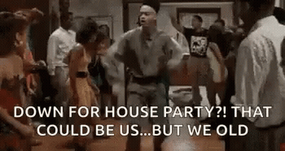 Group Dancing At House Party With Man In Middle GIF
