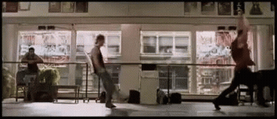 Group Dancing In Dance Studio In Front Of Large Window GIF
