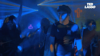 Group Dancing In Dark Room Ted Lasso GIF