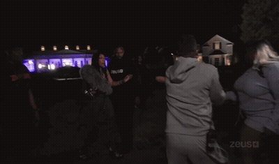 Group Dancing In Dark Room With Zeus Text GIF