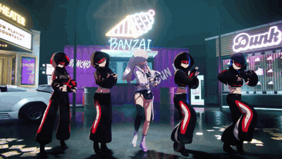Group Dancing In Front Of Banzai Store GIF