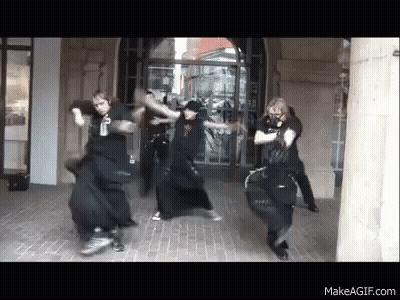 Group Dancing In Front Of Building GIF