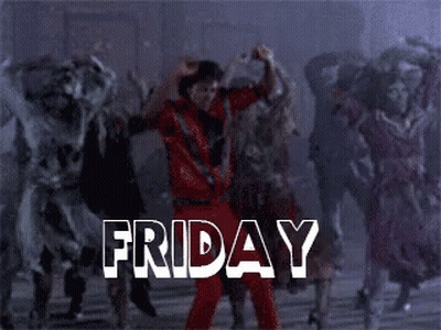 Group Dancing In Front Of Friday Sign GIF