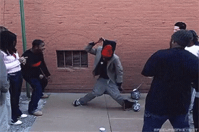 Group Dancing In Front Of Red Brick Wall Hashtag Spacemonkeybit GIF