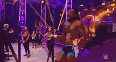 Group Dancing In Front Of Wrestling Logo GIF