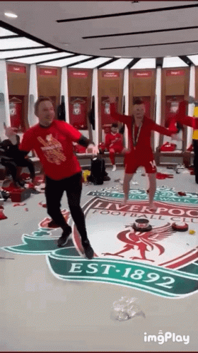Group Dancing In Liverpool Locker Room GIF