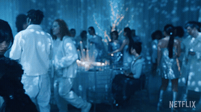 Group Dancing In Room With Netflix Logo GIF