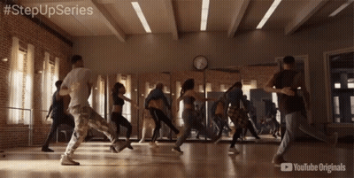 Group Dancing In Studio With YouTube Originals Logo GIF