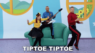 Group Dancing On Couch Saying Tiptoe Tiptoe GIF