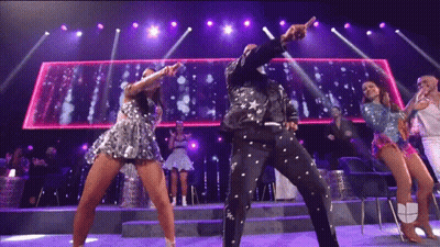 Group Dancing On Stage In Front Of ABC Sign GIF