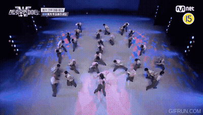 Group Dancing On Stage With Mnet Logo GIF