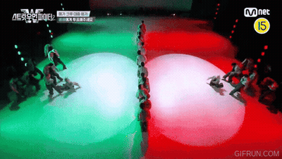 Group Dancing On Stage With Mnet Logo GIF